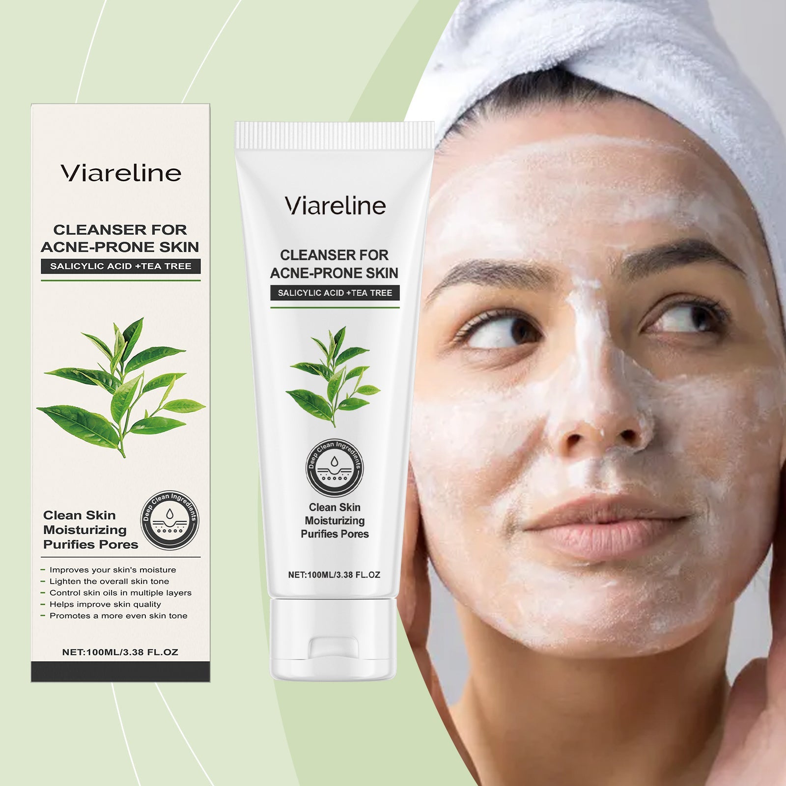 Green Tea Cleansing Gel Oil Control Skincare Set