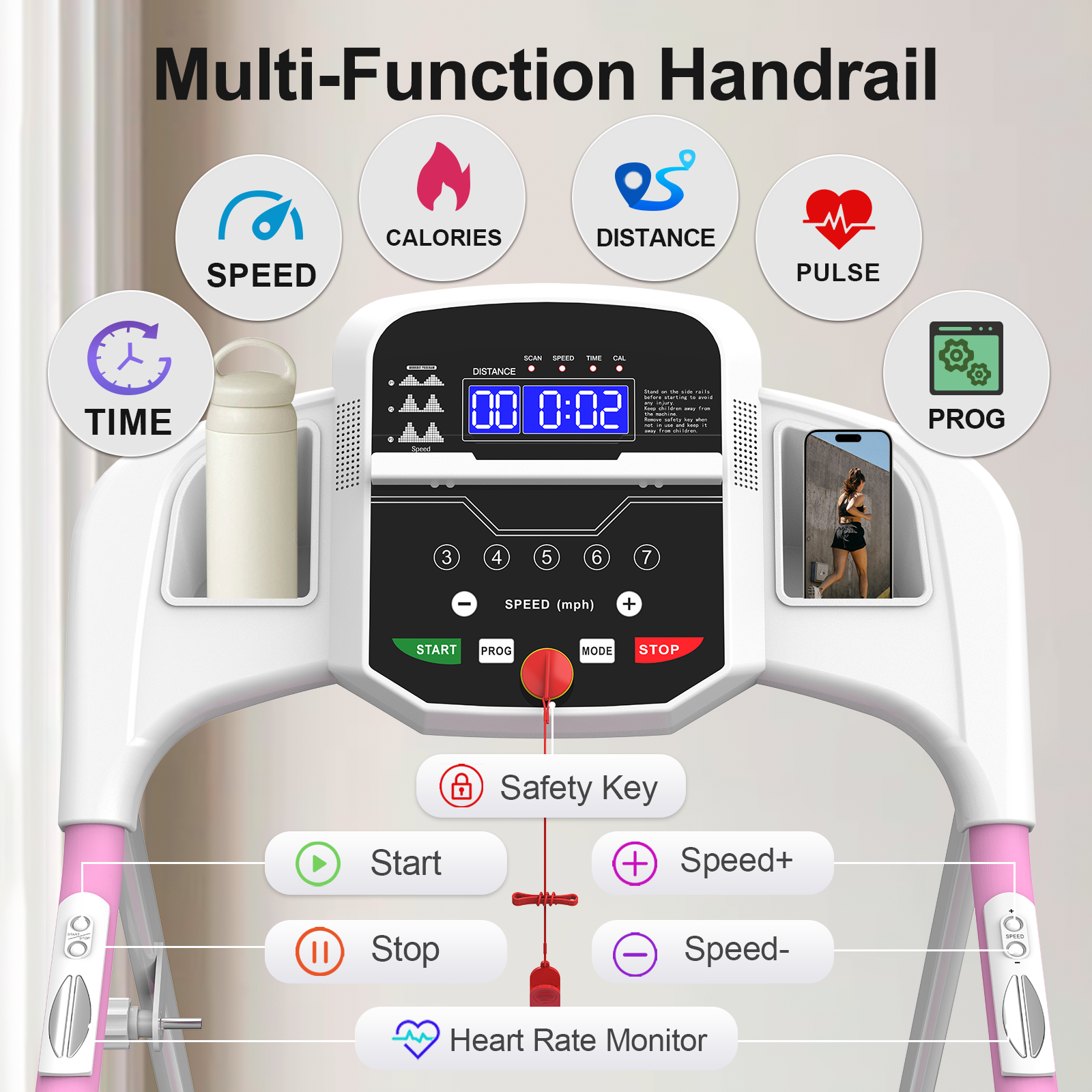 Foldable 2.5HP Electric Treadmill Home Running Machine