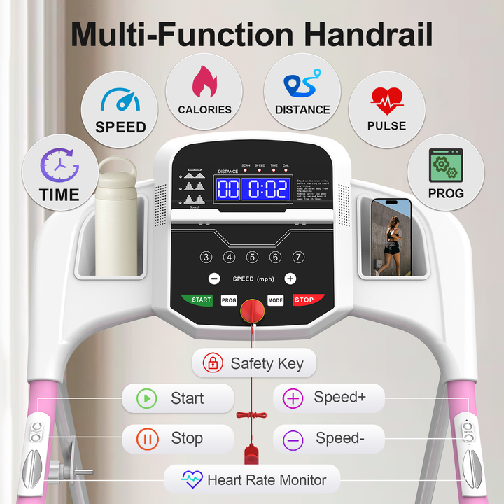 Foldable 2.5HP Electric Treadmill Home Running Machine