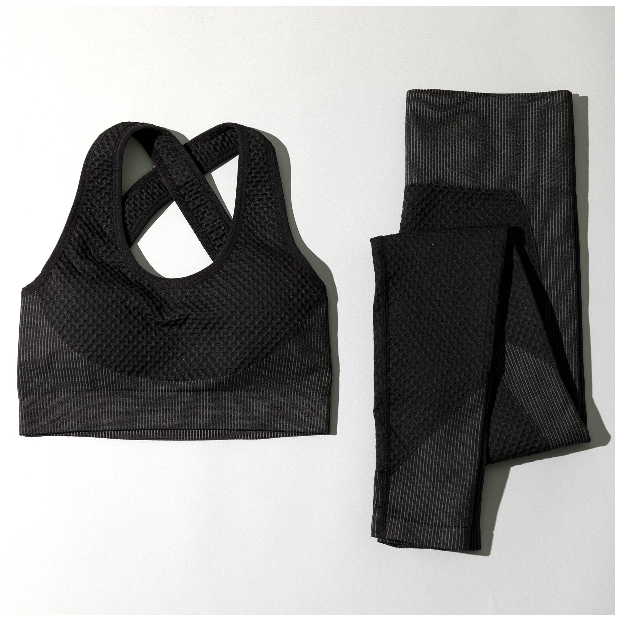 Women's Textured Leggings Sports Bra Activewear Set