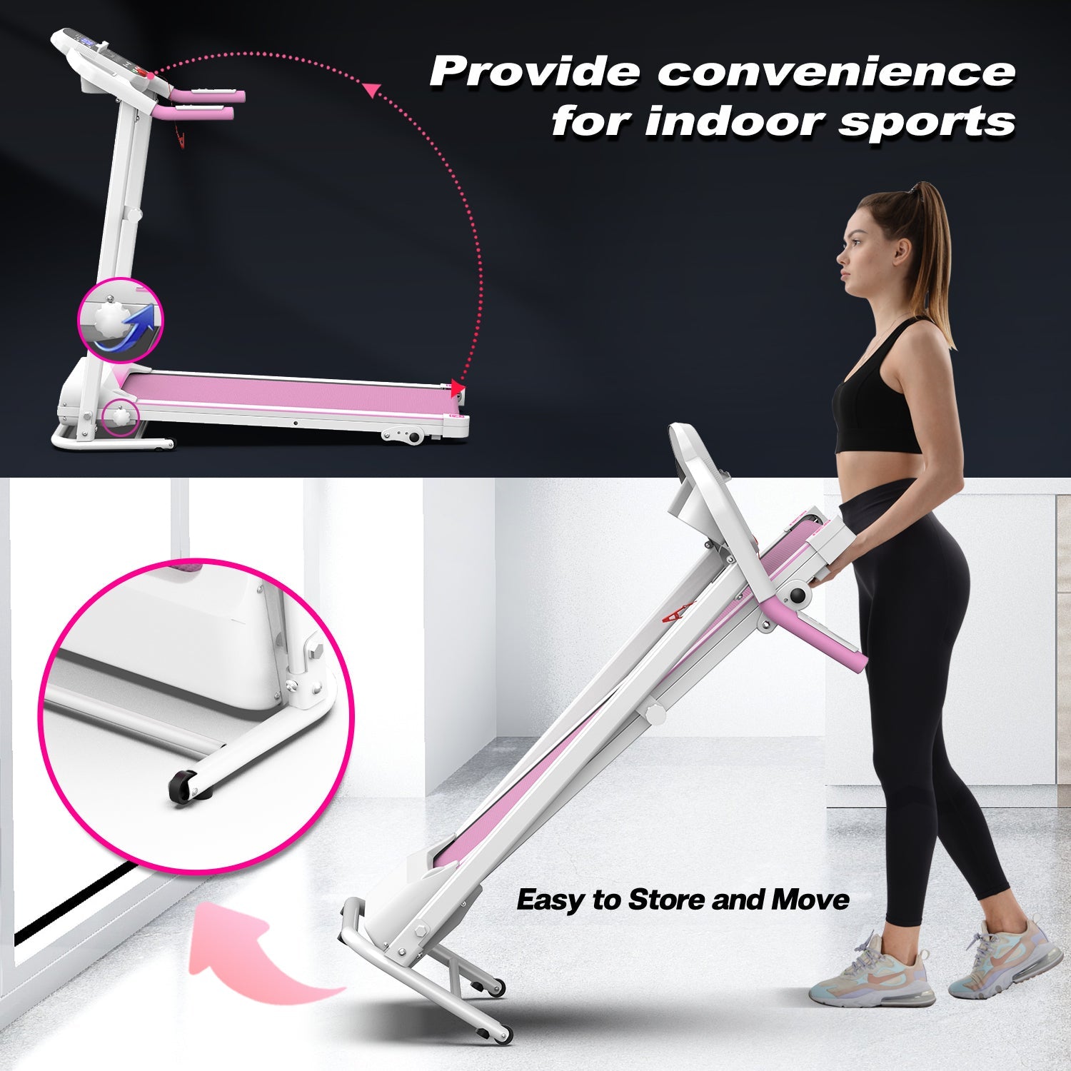 Foldable 2.5HP Electric Treadmill Home Running Machine