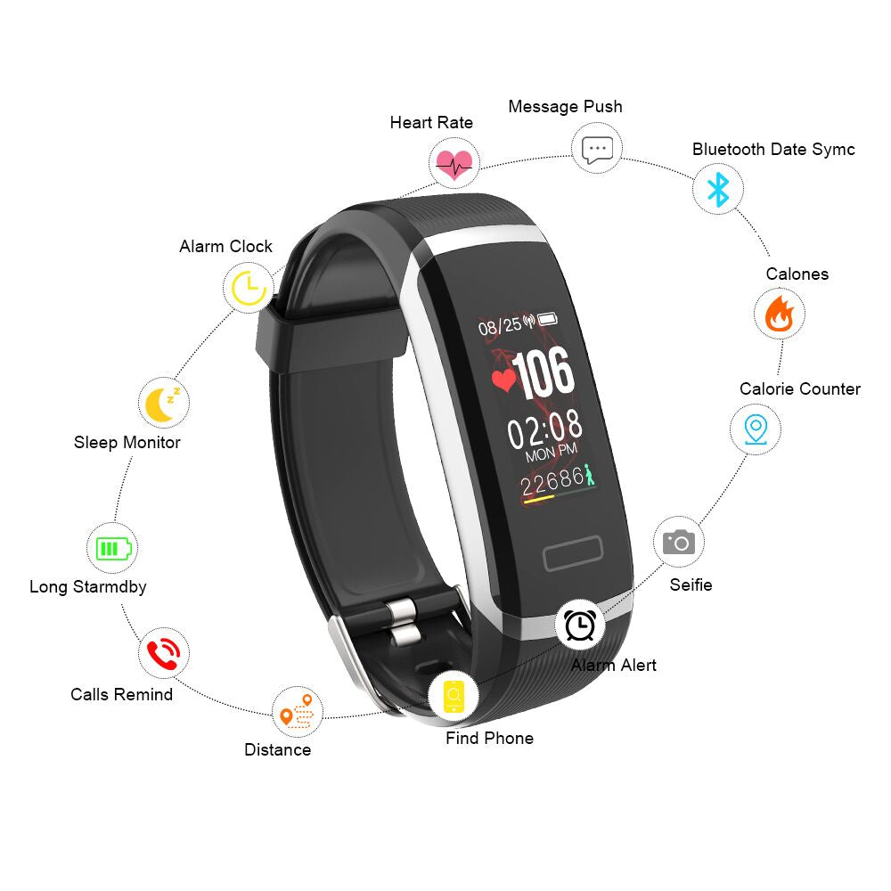 Waterproof Smartwatch Fitness Tracker Heart Rate Monitor