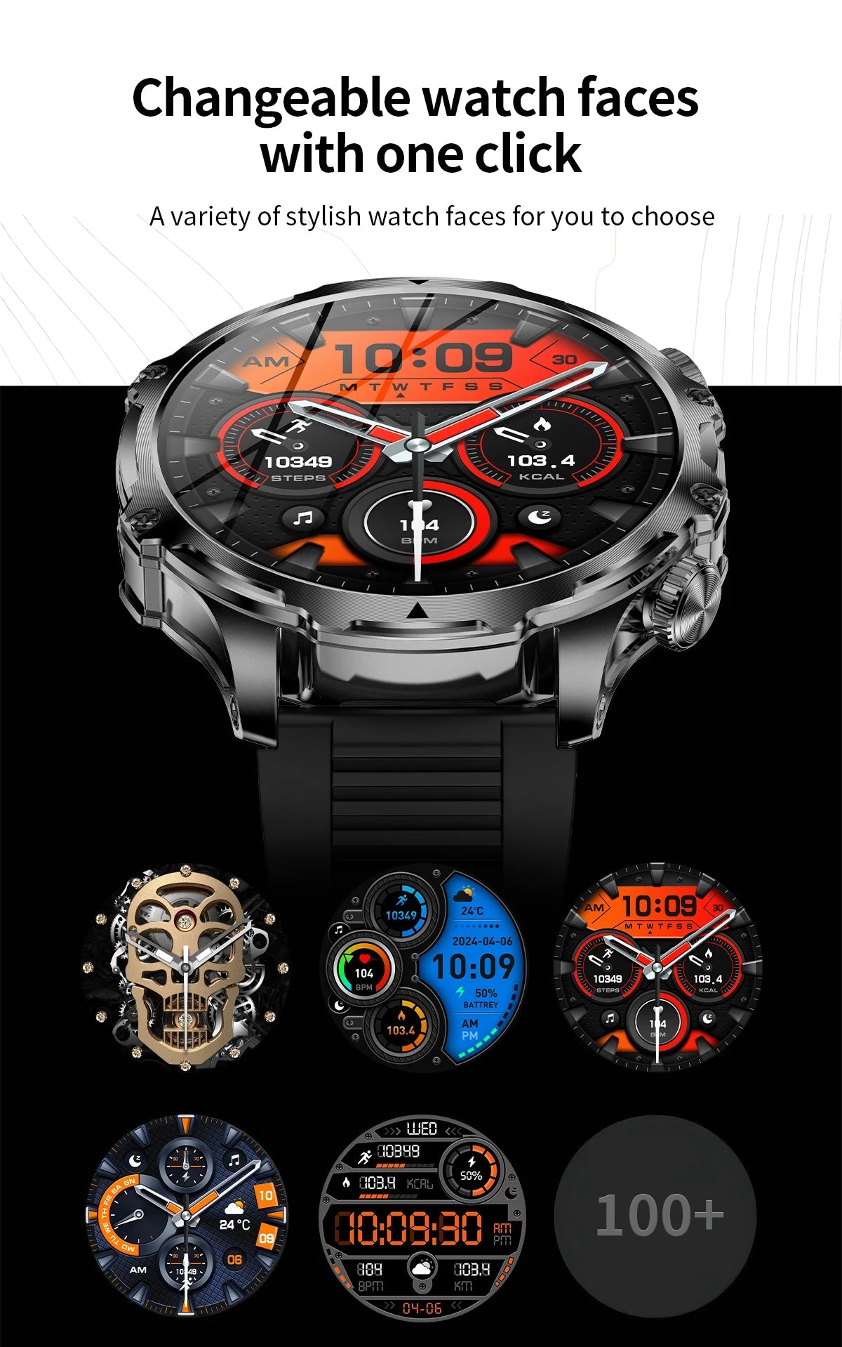 Smartwatch Outdoor Fitness Tracker LED Flashlight