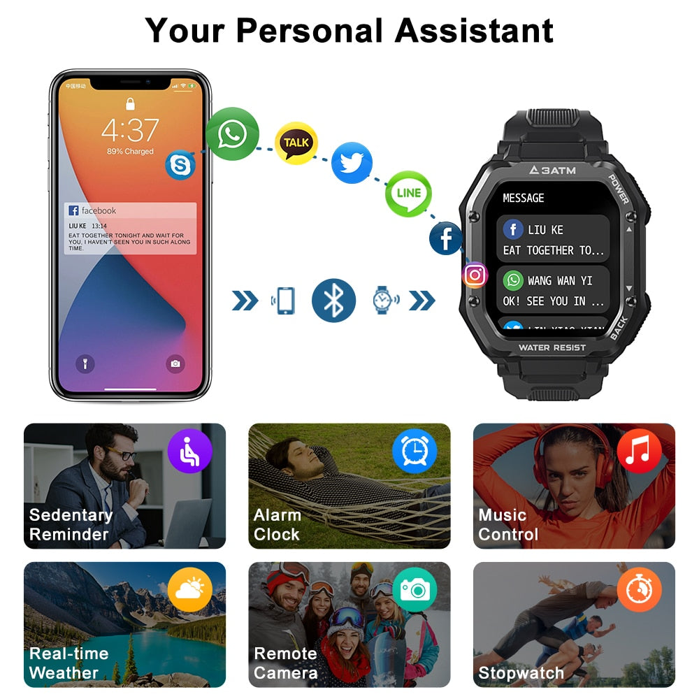 Rugged Smartwatch Outdoor Sports Fitness Tracker