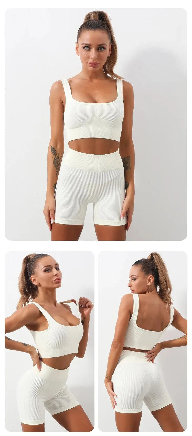 Women's Seamless Ribbed Yoga Activewear Fitness Set