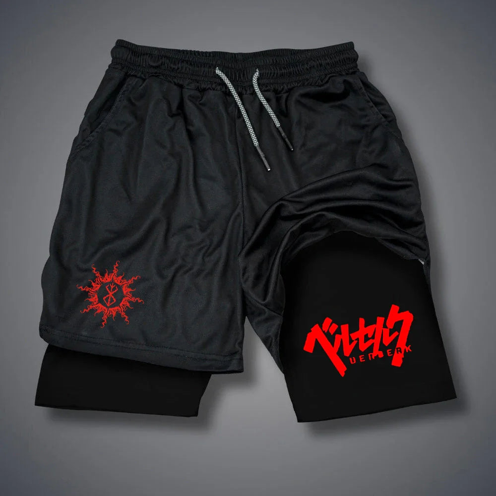 Men's 2 in 1 Compression Running Workout Shorts