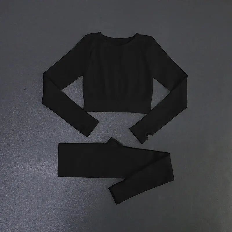 Women's Seamless Ribbed Yoga Activewear Fitness Set