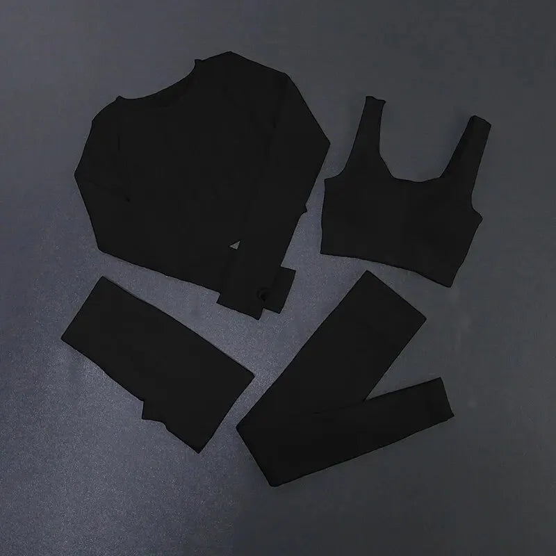 Women's Seamless Ribbed Yoga Activewear Fitness Set