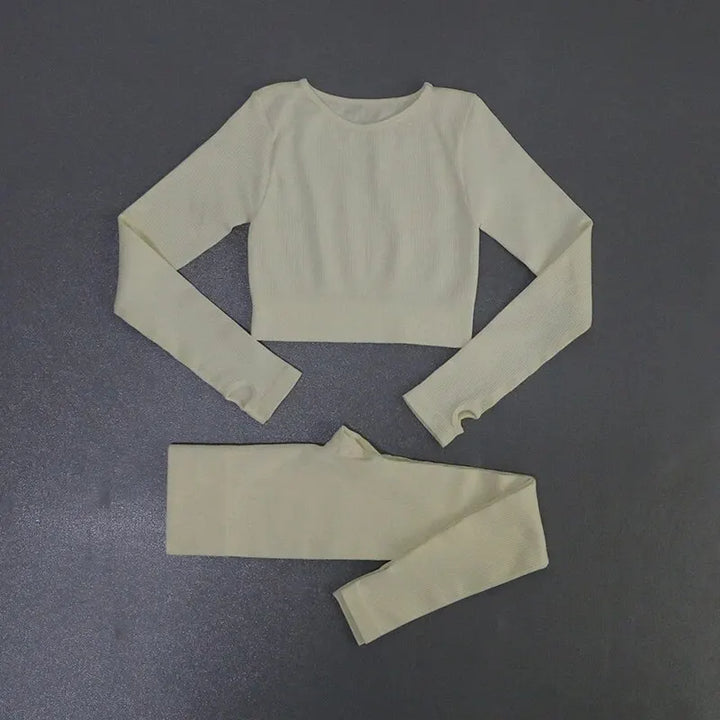 Women's Seamless Ribbed Yoga Activewear Fitness Set