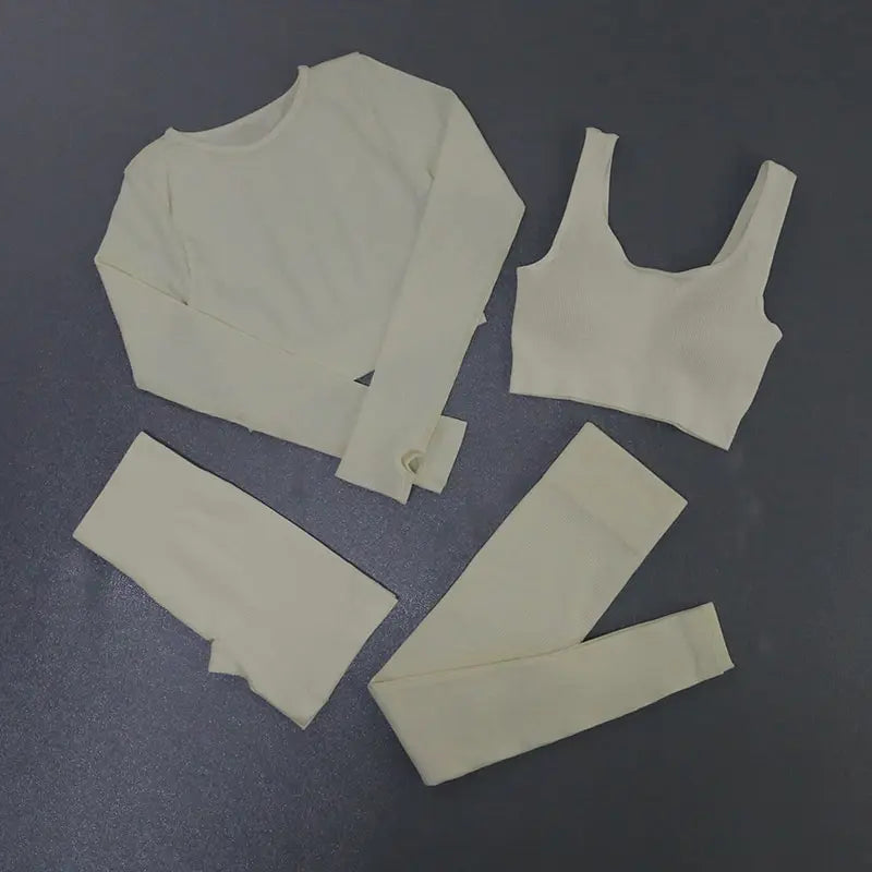 Women's Seamless Ribbed Yoga Activewear Fitness Set