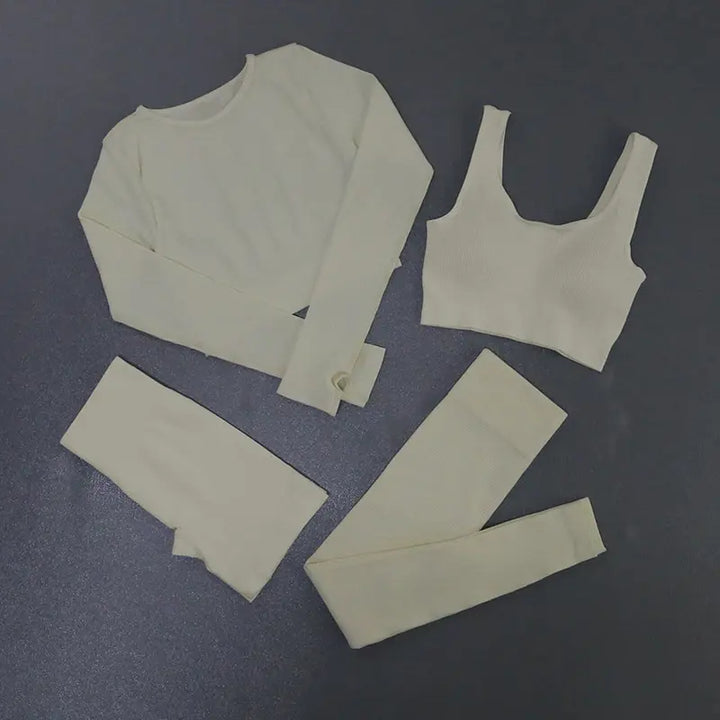 Women's Seamless Ribbed Yoga Activewear Fitness Set